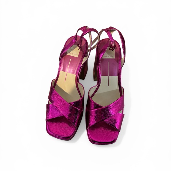 Dolce Vita Shoes - Dolce Vita Metallic Fuchsia Crisscross Slingback Heels
